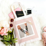 Modern Pastel Rosa Ram | Personligt Hund-foto Tygkasse<br><div class="desc">Modern Pastel Rosa Ram | Personligt Hund-foto</div>
