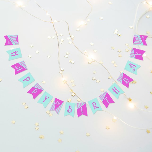 Modern Pastel Rosa Rand Vimplar (Skapare uppladdad)