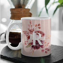 Modern Pastel Rosa & Red-Blommigt med inledande Kaffemugg