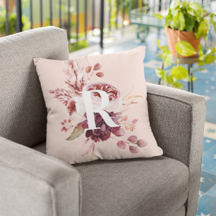 Modern Pastel Rosa & Red-Blommigt med inledande Kudde