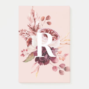 Modern Pastel Rosa & Red-Blommigt med inledande Post-it Block