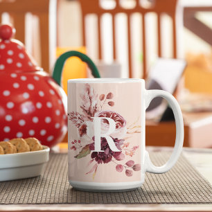 Modern Pastel Rosa & Red-Blommigt med inledande Två-Tonad Mugg