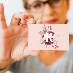 Modern Pastel Rosa & Red-Blommigt med inledande Visitkort