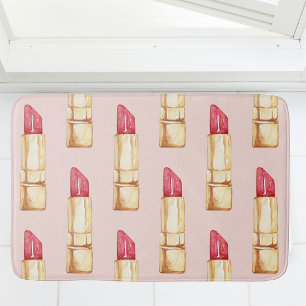 Modern Pastel Rosa & Red Lipstick Mönster Girly Badrumsmatta