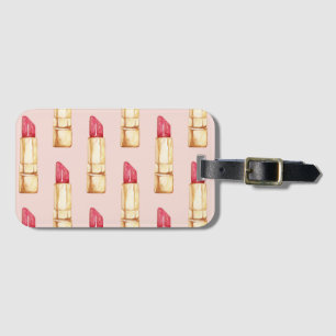 Modern Pastel Rosa & Red Lipstick Mönster Girly Bagagebricka