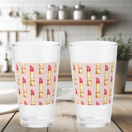 Modern Pastel Rosa & Red Lipstick Mönster Girly Glaskopp