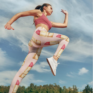 Modern Pastel Rosa & Red Lipstick Mönster Girly Leggings