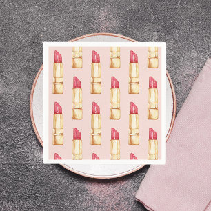 Modern Pastel Rosa & Red Lipstick Mönster Girly Pappersservett