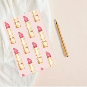 Modern Pastel Rosa & Red Lipstick Mönster Girly Post-it Block