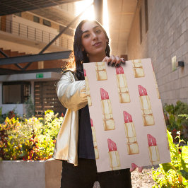 Modern Pastel Rosa & Red Lipstick Mönster Girly Poster