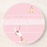 Modern Pastel Rosa Tennis Match Underlägg<br><div class="desc">Modern rosa tennis match illustration på rosa tennis court.</div>