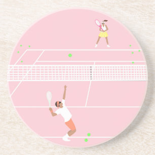 Modern Pastel Rosa Tennis Match Underlägg