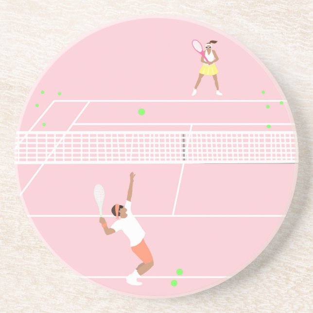 Modern Pastel Rosa Tennis Match Underlägg (Framsidan)