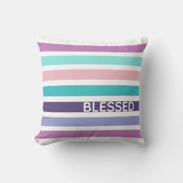 Modern Pastel Stripe Christian BLESSED Kudde