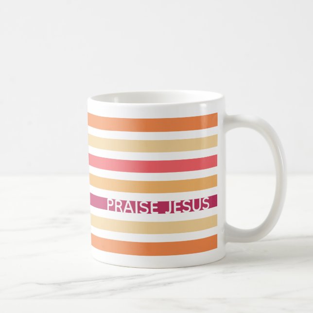 Modern Pastel Stripe Christian PRAISE JESUS Kaffemugg (Höger)