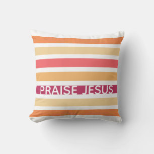 Modern Pastel Stripe Christian PRAISE JESUS Kudde