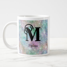 Modern Pastel Studed Glitter Monogram Jumbo Mugg