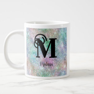 Modern Pastel Studed Glitter Monogram Jumbo Mugg