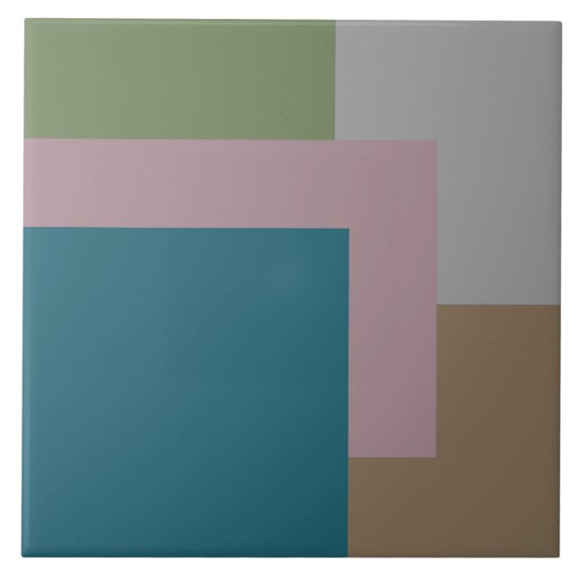 Modern, pastel,teal,, grönt grått, ochre kakelplatta (Framsidan)