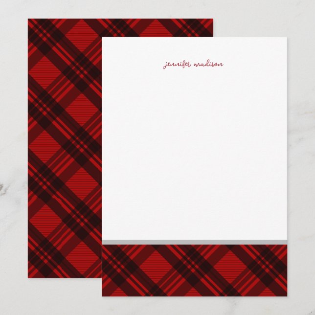 Modern Pastel Teal Red Gingham Play Check Note Inbjudningar (Fram/baksida)