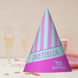 Modern Pastel Teal Rosa Rand Party Hat