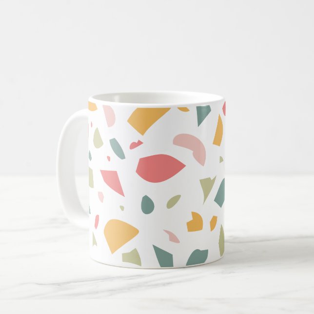 Modern pastel terrazzo mönster kaffemugg (Framsida vänster)
