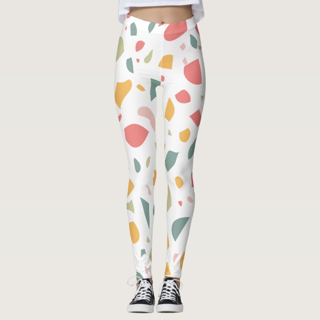 Modern pastel terrazzo mönster leggings (Framsida)