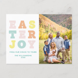 Modern Pastel TypograGraph-familjfoto Påsk Helg Vykort