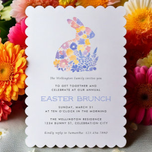 Modern Pastel Watercolor Bunny Påsk Brunch Inbjudningar