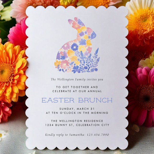 Modern Pastel Watercolor Bunny Påsk Brunch Inbjudningar (Skapare uppladdad)