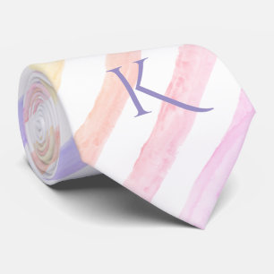 Modern Pastel Watercolor Stripe Mönster Monogram Slips