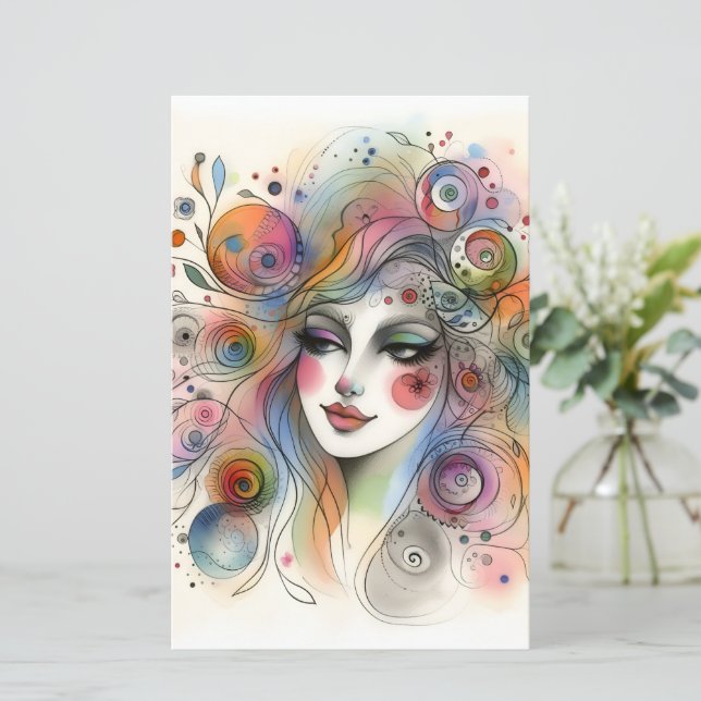 Modern Pastel Whimsical Scrapbook Paper  (Stående Fram)