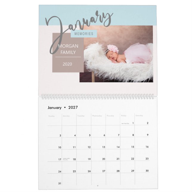 Modern Pastel Whimsical Script Memories Kalender (Jan 2027)