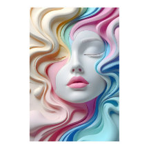 Modern Pastell Abstrakt 3D Ansiktskonst Affisch