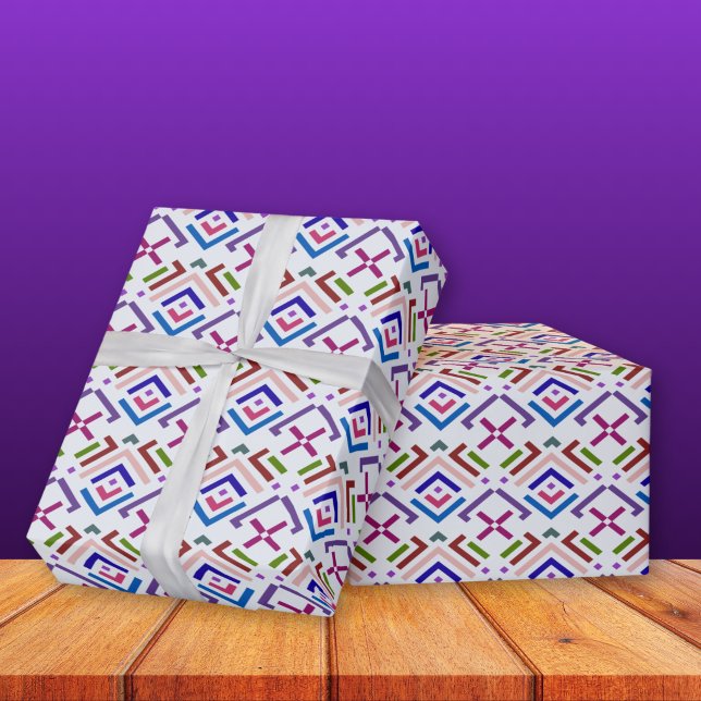 Modern Pastell Etisk Geometrisk Diamantmönster Presentpapper (Skapare uppladdad)