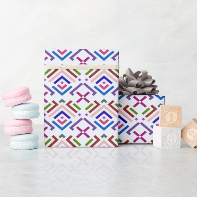 Modern Pastell Etisk Geometrisk Diamantmönster Presentpapper (Baby Shower)