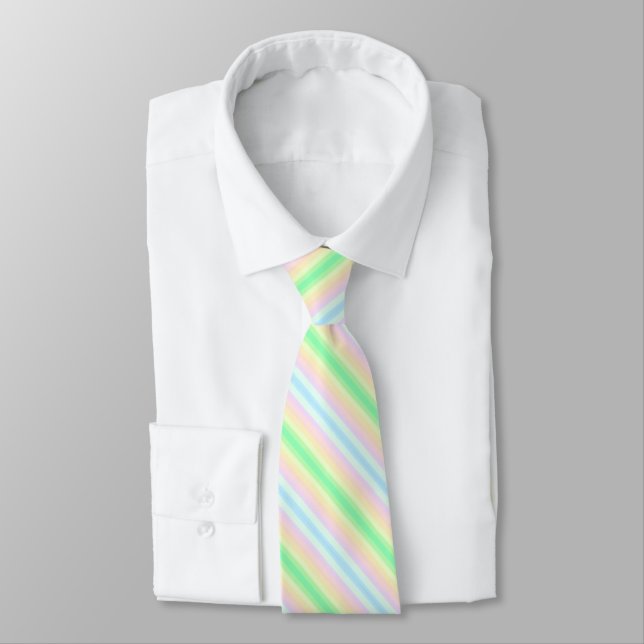 Modern Pastell Färgglad Gradient Randig T-shirt fö Slips (Bunden)