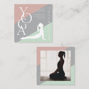 Modern Pastell Geometrisk Yogainstruktör Foto Fyrkantigt Visitkort