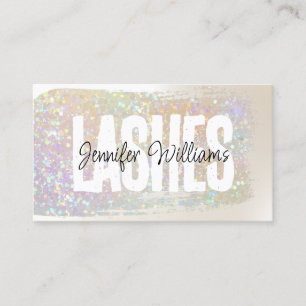 Modern Pastell Glitter Pensel Elegant Script Ögonf Visitkort