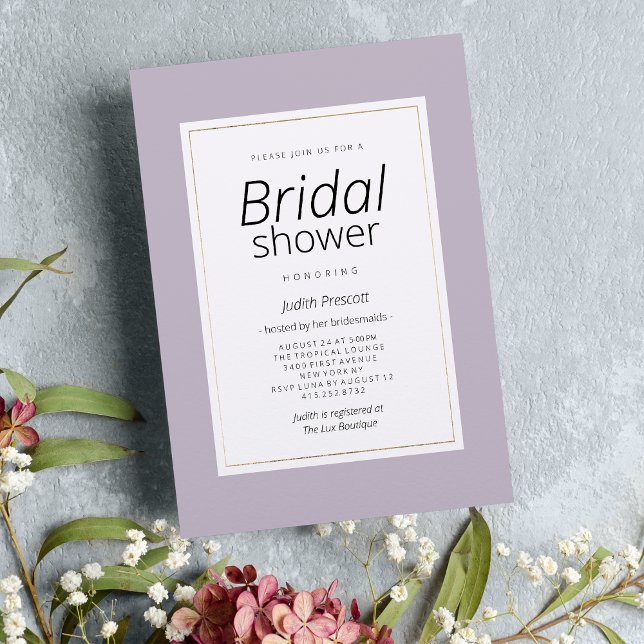 Modern pastell lavendel minimalist Bröllopsdusch Inbjudningar (Modern pastel lavender minimalist Bridal Shower)