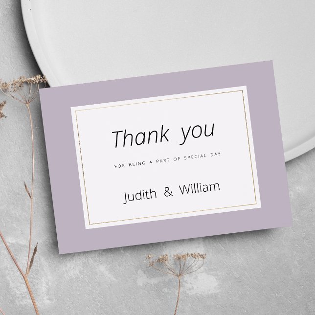 Modern pastell lavendel minimalistisk tema Tack Inbjudningar (Modern pastel lavender minimalist theme Thank You)