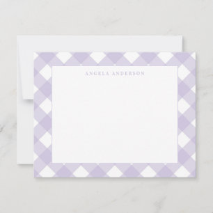 Modern Pastell Lila Violett Gingham Plaid Rutig Anteckningskort