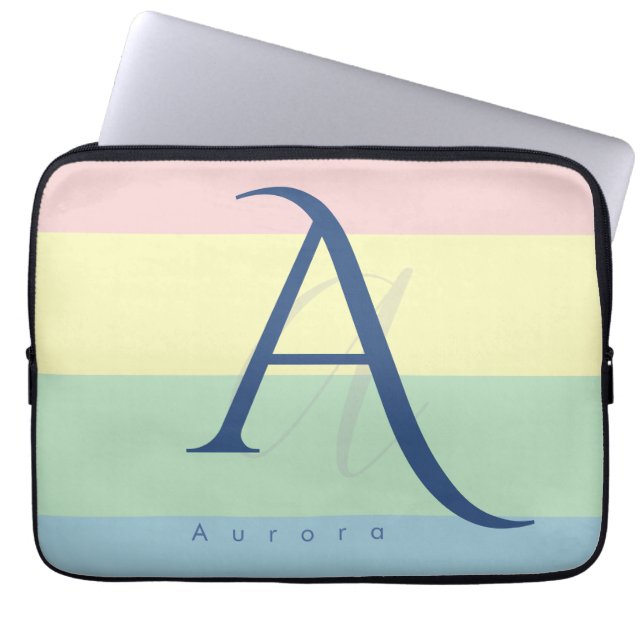 Modern Pastell Minimalistisk Anpassat Namn Laptop Fodral (Framsidan)