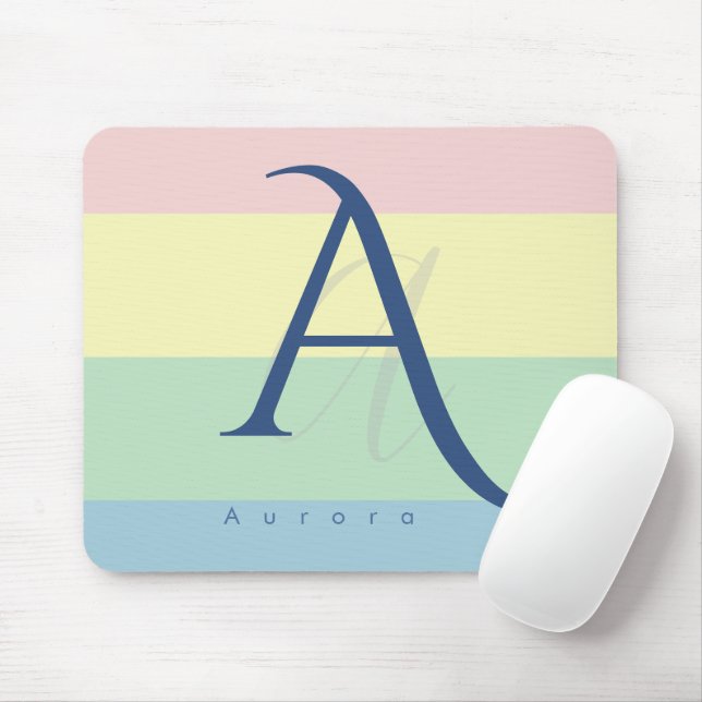 Modern Pastell Minimalistisk Anpassat Namn Musmatta (Med mus)