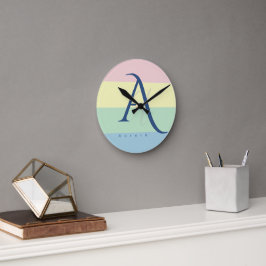 Modern Pastell Minimalistisk Anpassat Namn Rund Klocka