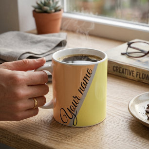 Modern Pastell Persika Gul Grön ColorBlock Anpassa Kaffemugg