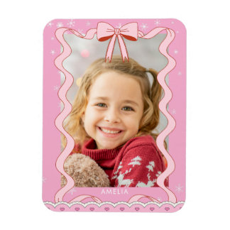 Modern pastell rosa band anpassad foto magnet