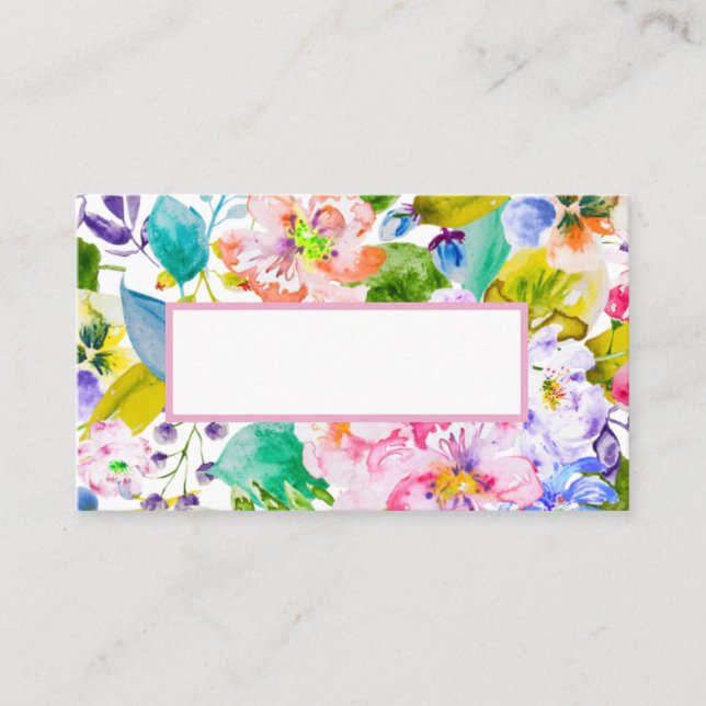 Modern Pastell Rosa Blommig Romantisk Bröllop Placeringskort (Framsida)