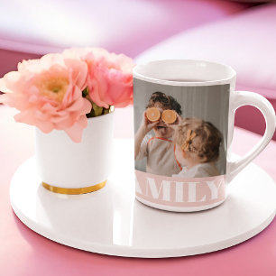 Modern Pastell Rosa Familjefoto Present Kaffemugg