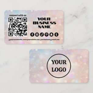 Modern Pastell Rosa Ljus Flare QR-kod Visitkort